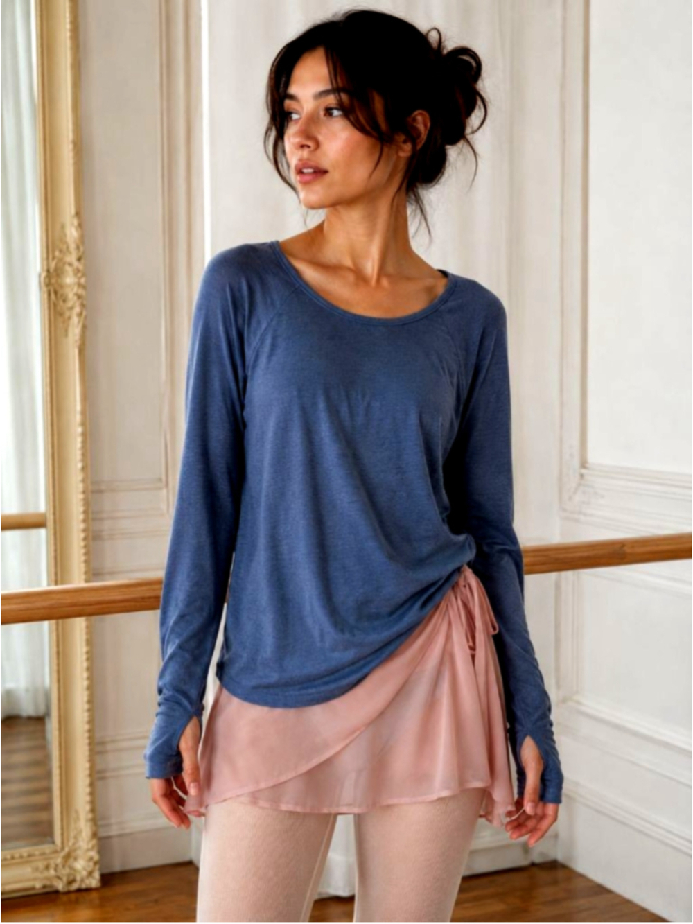 Danskin Modal Blend Scoop Neck Sweatshirt Blue S